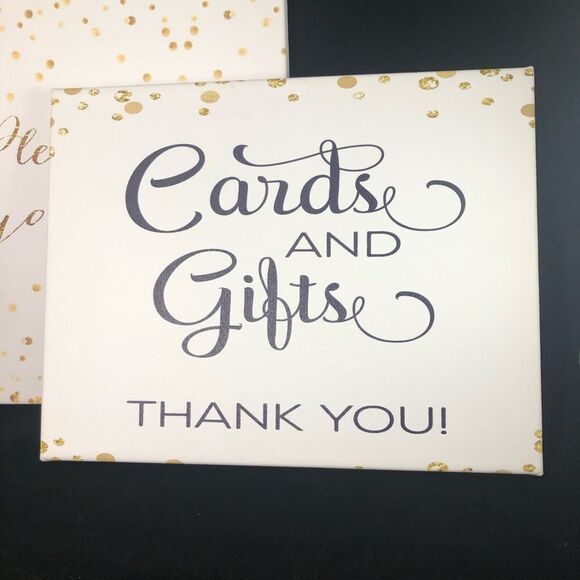 Two Canvas 11" x 14" Gold Wedding Decor Signs - Picture 2 of 8